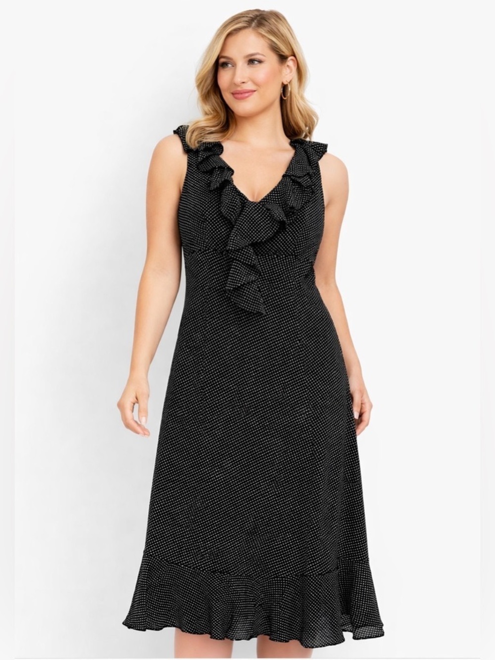 JONATHAN MARTIN vintage Y2K women’s black-white polka dot ruffle dress/ 6